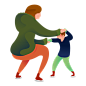 mother and son ice skating