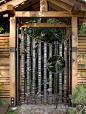 【创意庭院花园入口景观设计图集下载】入口铁艺门木质大门设计