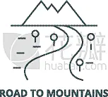 路,山,概念,直的,线图标,模板,品牌名称,蜘蛛网,河流,剪影