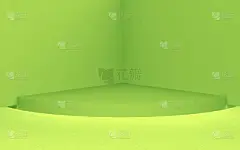 3D绿色圆筒讲台最小工作室背景。摘要三维几何形体图解绘制.展示食物及天然产品.