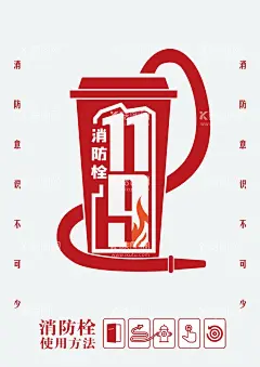 消防安全海报  - 源文件下载【酷图网】消防安全图标,火警学习,消防海报,消防栓使用,119,消防安全月,
