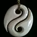 Double Tail Yin Yang Bone Necklace.  Hand carved custom jewelry: 