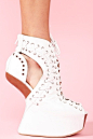 Lace Up Platform in White