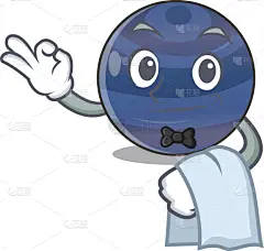 行星,天空,男招待,卡通,海王星,在上面,可爱的,球体,毛巾,餐馆