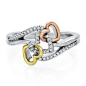 1/10 ct. tw. Diamond Interlocking Three Heart Ring in Sterling Silver