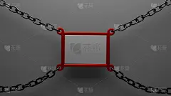 一块金属板挂在铁链上。