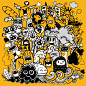 Illustration of happy monster, doodle style Premium Vector