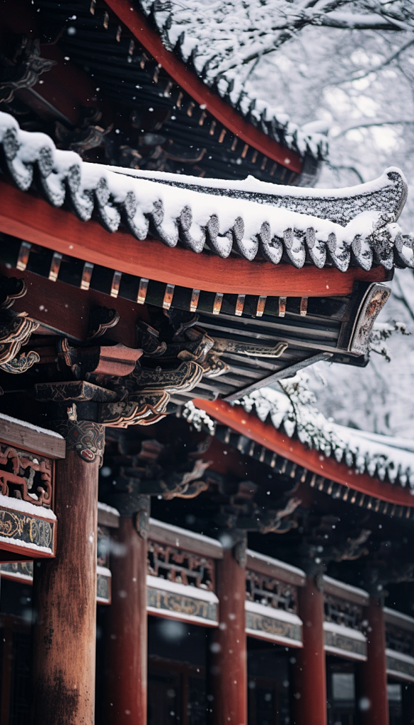 寺庙冬景雪景大寒摄影图