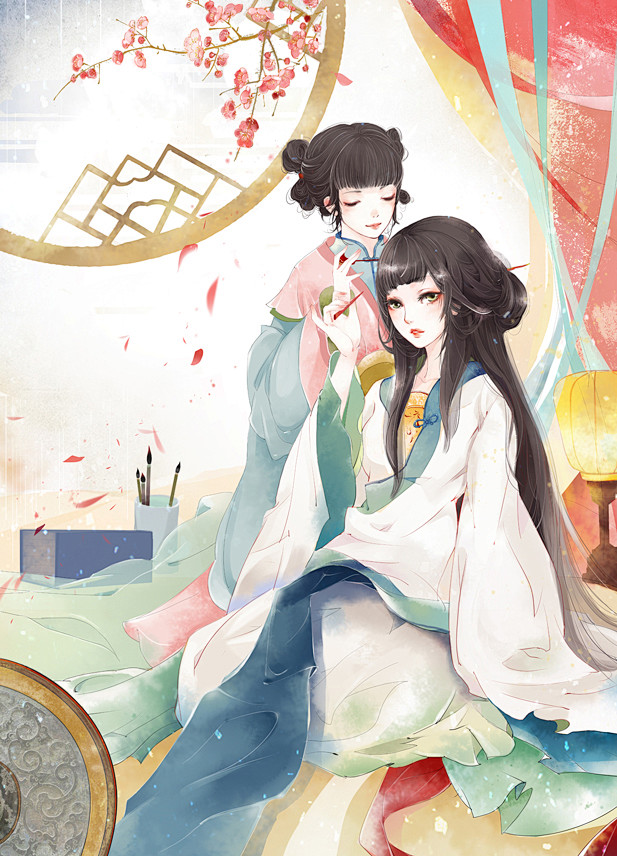 古风美女 女性 古装 插画 唯美 美女 ...