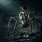 蜘蛛 spider 妖艳 妖娆 性感 恐怖 怪物 monster 吓人 半人 妖精 女性 女人 