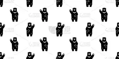 黑熊北极熊无缝图案Hand up孤立的壁纸背景