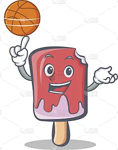 篮球冰淇淋人物卡通矢量艺术