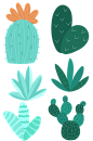 手绘绿植绿叶仙人掌.png