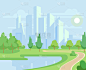 spring or summer nature and green trees in city