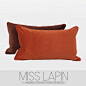 MISS LAPIN简约现代/样板房沙发床头靠包/橘色咖色绒布撞色腰枕