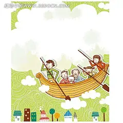 矢量卡通幸福家庭生活插画AI|eps|爸爸|插画|船|儿童|房屋|划船|欢笑|幻想|家长|家庭|卡通|卡通人物|卡通人物图片|卡哇伊|可爱|快乐|老人|楼房|妈妈|漫画人物|美满|木桨|奶奶|女孩|人物素材|人物图片|生活|矢量|矢量人物|树木|温馨|想象|幸福|爷爷|婴儿|云朵