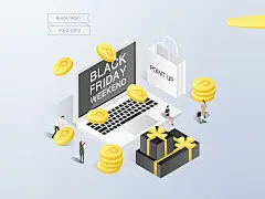 2.5D 简约扁平 礼品盒子 数码电脑 插图设计AI_矢量素材_插图/插画