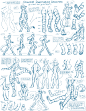 人物动态姿势画法图集丨人物比例动态动作分解/肌肉骨骼动画漫画分析