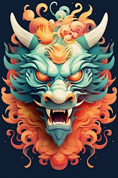 AI数字艺术龙年龙头中国龙插画元素-众图网
