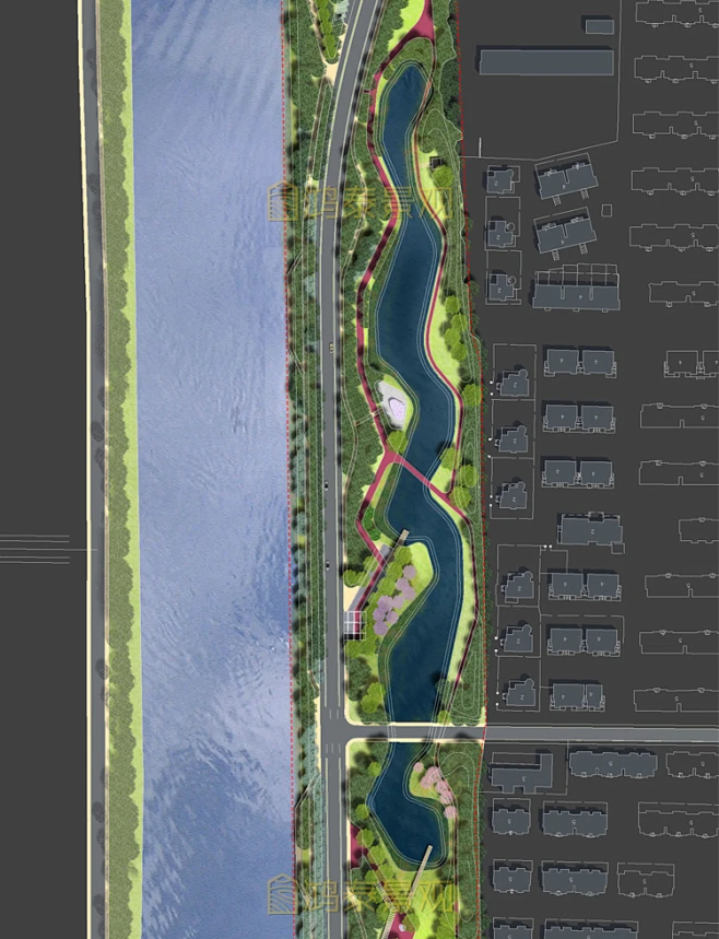 滨河景观设计彩色总平psd分层源文件滨水湿地景观公园彩平ps素材-淘宝网-花瓣网