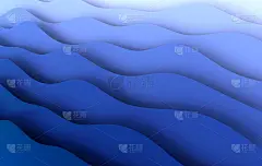 蓝色纸艺术卡通抽象波浪，折叠纸雕刻背景。现代折纸设计模板。3 d渲染插图。