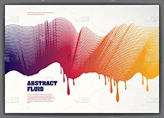 向量流体流动波浪抽象背景。3d色彩渐变运动艺术。线条纹理，动态表面，曲线线条，流动形状。