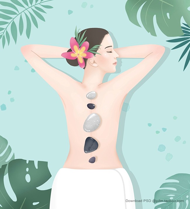 美容SPA精油护理插画插图海报
