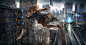 Anime 3000x1565 original characters anime girls cityscape penguins THE-LM7 jumping skirt raincoat raindrop storm anime city falling _LM7_ women outdoors urban legs brunette Penguin animals birds Pixiv