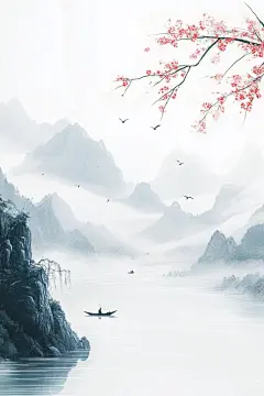 水墨江南风背景设计图