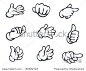 set of hand gestures in cartoon ...