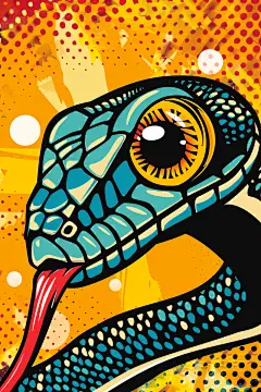 AI数字艺术蛇年漫画风插画