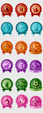 Achievement Badges & Flags 2D Illustrations : Progression of a project when i have internship in If Isobar. To design achievement badges and flags for an English Learning Flash game.