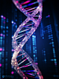 DNA结构分子医疗海报设计高清素材背景Midjourney关键词咒语：