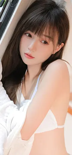 壁纸|长发清纯可爱女孩写真，真美
