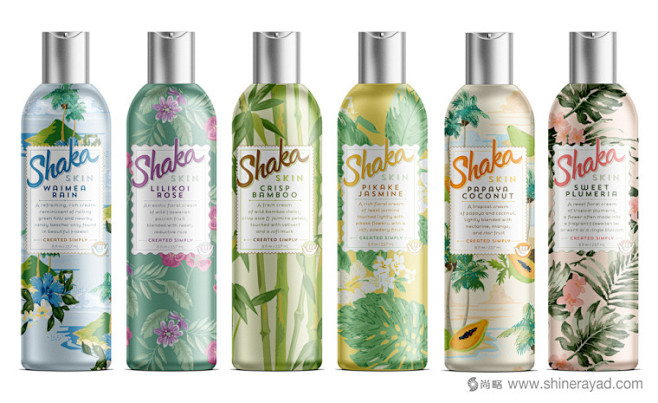 SHAKA 护肤乳包装设计植物插画设计-...