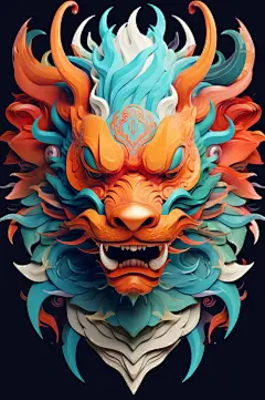AI数字艺术龙年卡通中国龙插画元素-众图网