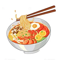 手绘美食海鲜面条插画元素高清模板免费下载-趣麦麦图