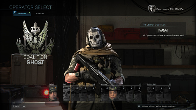 使命召唤 角色选择 call-of-duty-modern-warfare-operator-select