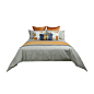 现代美式样板房间床上用品橙灰色提花机理多件套含芯家具卖场酒店-淘宝网