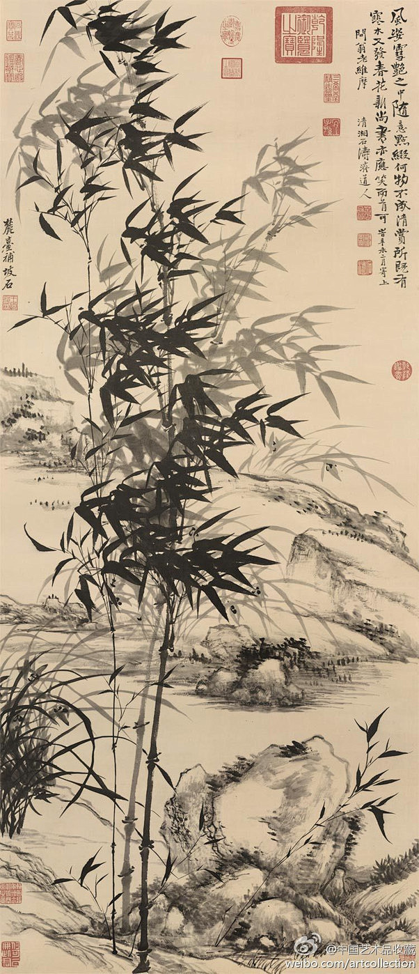 【 清 石涛 · 王原祁 《兰竹合作图》...