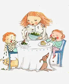 手绘餐桌高清素材 卡通 吃饭 小狗 手绘 插画 欧美 漫画 餐桌 免抠png 设计图片 免费下载