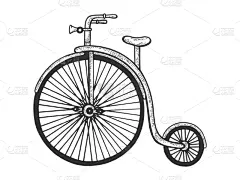 自行车,草图,高大的,车轮,过时的,脚踏车,浪漫,迅速,复古
