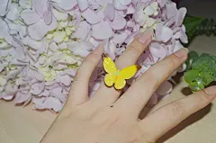 江小妮纯手作 蝴蝶吻系列手绘木质个性森系戒指 四色可选-淘宝网