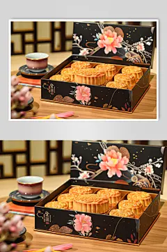 AI数字艺术中秋节送礼月饼礼盒图片