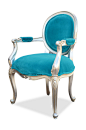 Angelique Armchair - Silver Leaf & Turquoise Velvet
W: 26 H: 40 D: 24 Seat: 20'H Arm: 29"H (approx)
http://www.fabulousandbaroque.com/products/angelique-arm-chair-silver-turquoise?variant=13748266311