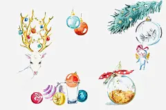 手绘圣诞高清素材 圣诞元素 圣诞图片 圣诞素材 圣诞节 彩球 节日图片 铃铛 鹿角 麋鹿 免抠png 设计图片 免费下载