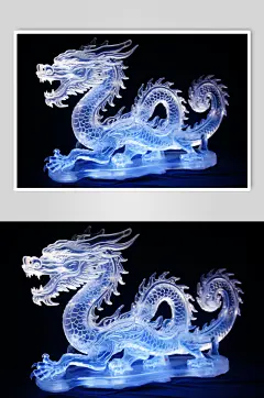 AI数字艺术龙年冰雕雕塑模型