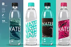 塑料透明饮料矿泉水瓶模型瓶身品牌包装设计贴图ps样机素材模板图片