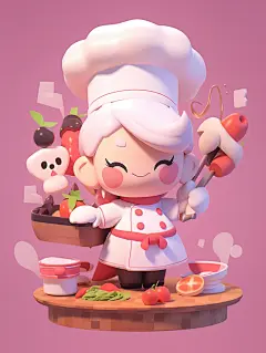 立体人物厨师卡通人物素材AI图