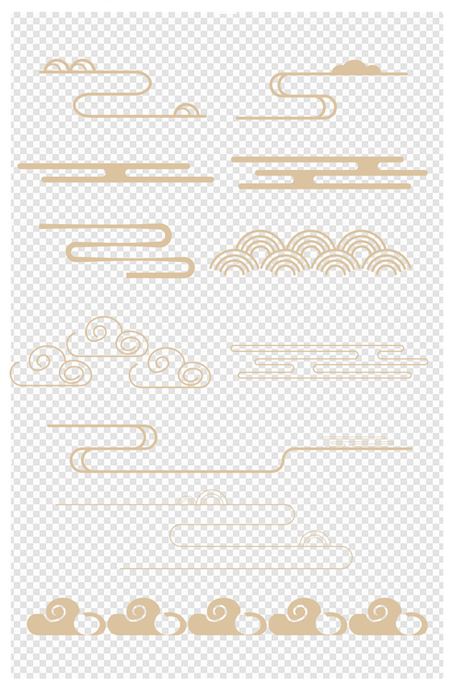 中国风传统线性祥云云纹装饰图案